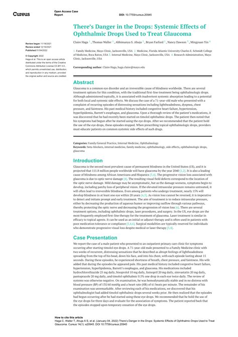 There’s Danger in the Drops: Systemic Effects of Ophthalmic Drops .